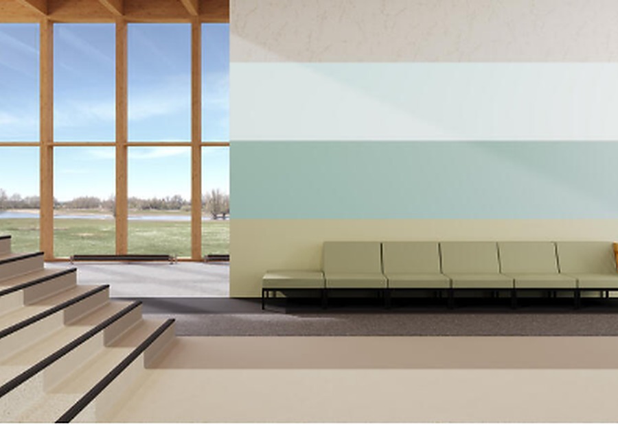 Heterogeneous vinyl flooring interior application